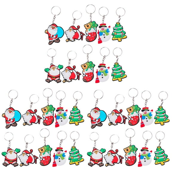 BERTDOMD 30 pcs Christmas Keychain Santa Claus Snowman Keychain Christmas Party Favors