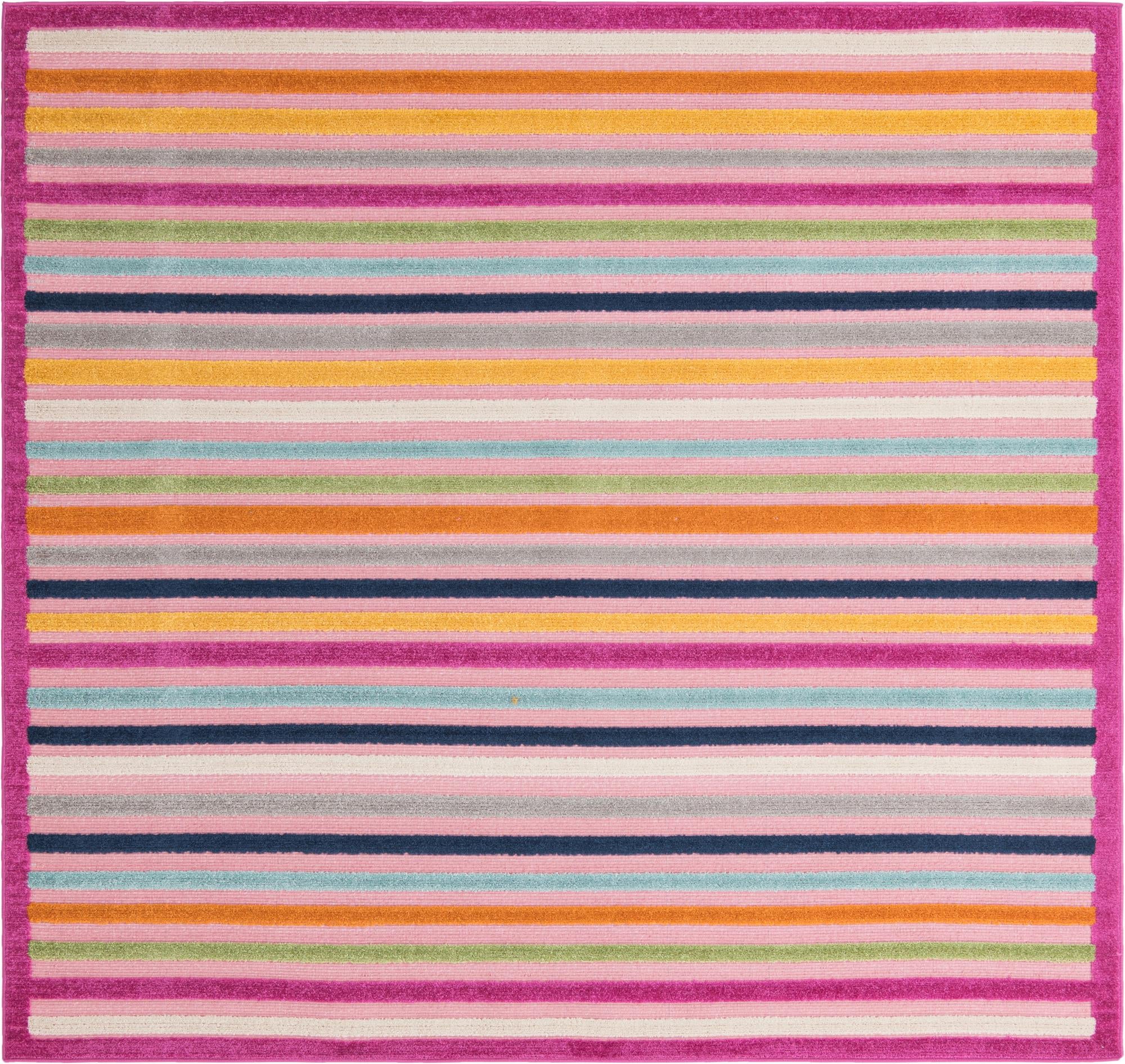 Aruba Outdoor Collection Rug 8 Ft Square Pink LowPile Rug Perfect For Any Outdoor