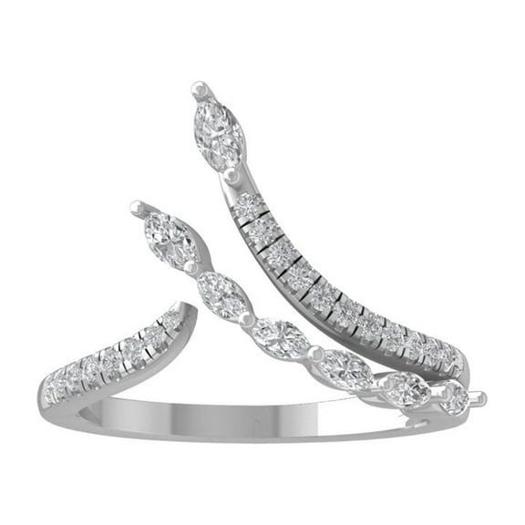 ARAIYA FINE JEWELRY 10K White Gold Round and Marquise-shape Lab Grown Diamond Wedding Band Ring (1/2 cttw, D-F Color, VS Clarity) Size 5.5