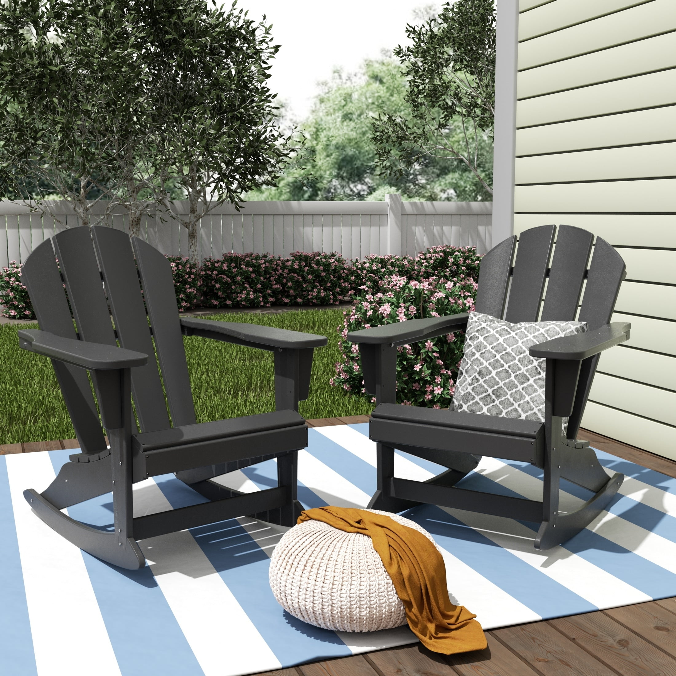 Polytrends  Laguna Hdpe All Weather Outdoor Patio Rocking Chair (Set of 2) Gray