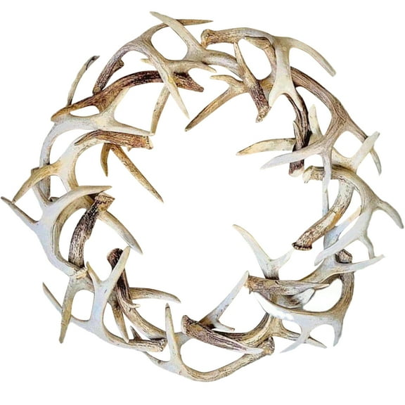 GOOHOCHY 1Set Rustic Christmas Wreath Resin Antler 20X7.9In For Front Door And Wall Decorations