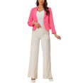 thumbnail image 3 of INSPIRE CHIC Women's Blazer Open Front Wear-to-Work Summer Crop Suit Jacket M Neon Pink-Solid, 3 of 7
