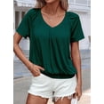 thumbnail image 4 of Camisetas Casuales de Verano para Mujer, Camisetas de Corta con Cuello en V, Color Verde Tinta, Talla XL, 4 of 7