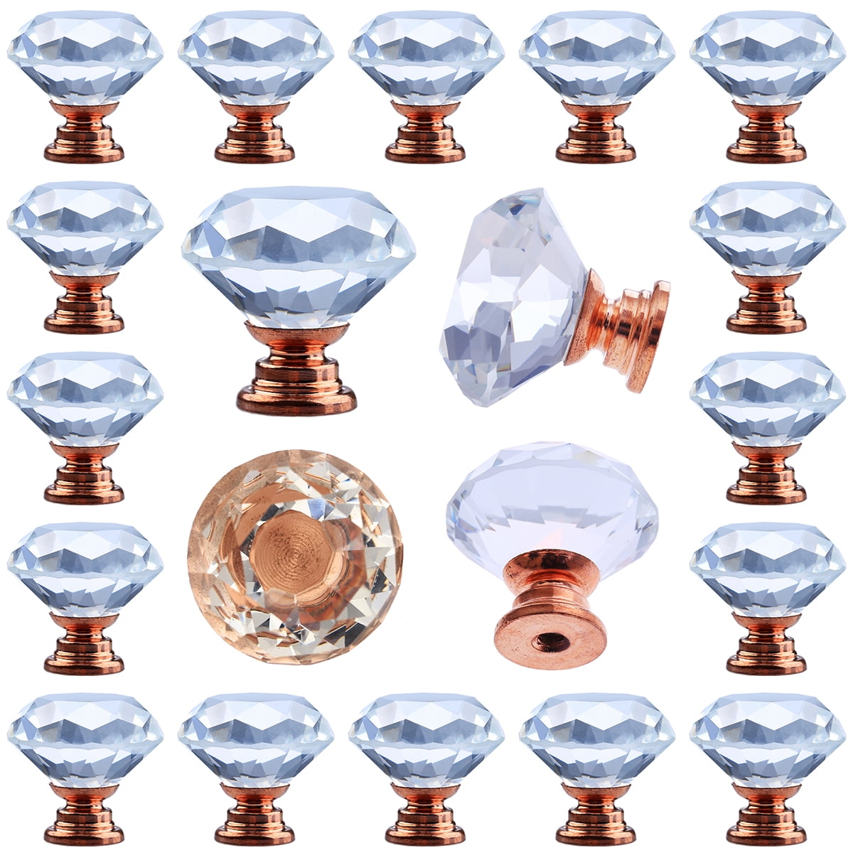 Crystal Rose Gold Glass Drawer Pulls, Glass Drawer Pulls For Dressers