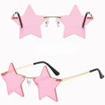 thumbnail image 4 of Gaukiv Star Sunglasses Lightweight Rimless Gold Metal Frame Fun Festive Party Costume Eyewear Trendy Decorative Photoshoot Accessory Pink, 4 of 4