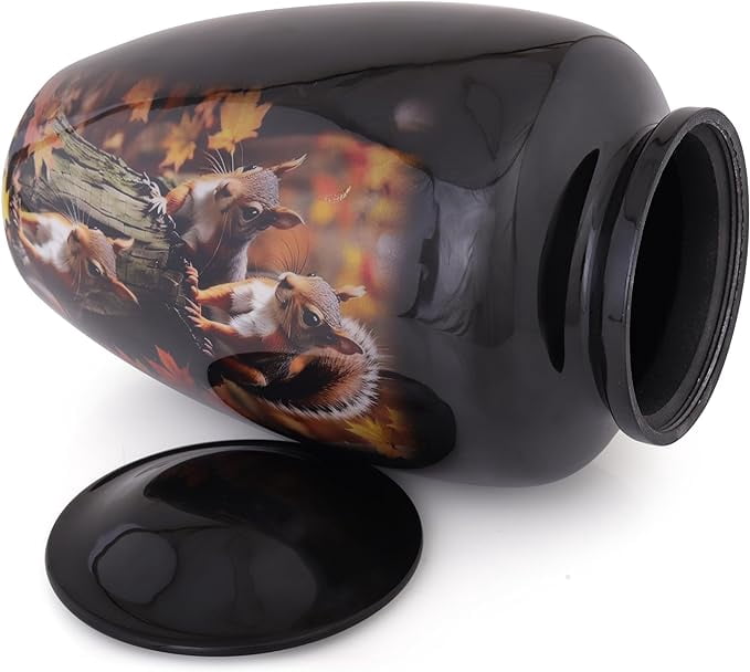 EDEN URNS for Human Ashes Adult Memorial urn Funeral Cremation Urns Squirrel (Aluminum)