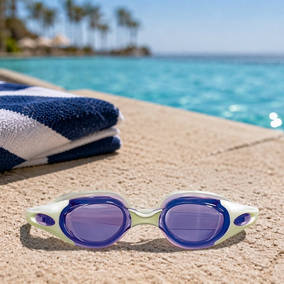 7" Purple and White Advanced Pro Goggles Swimming Pool Accessory for Adults