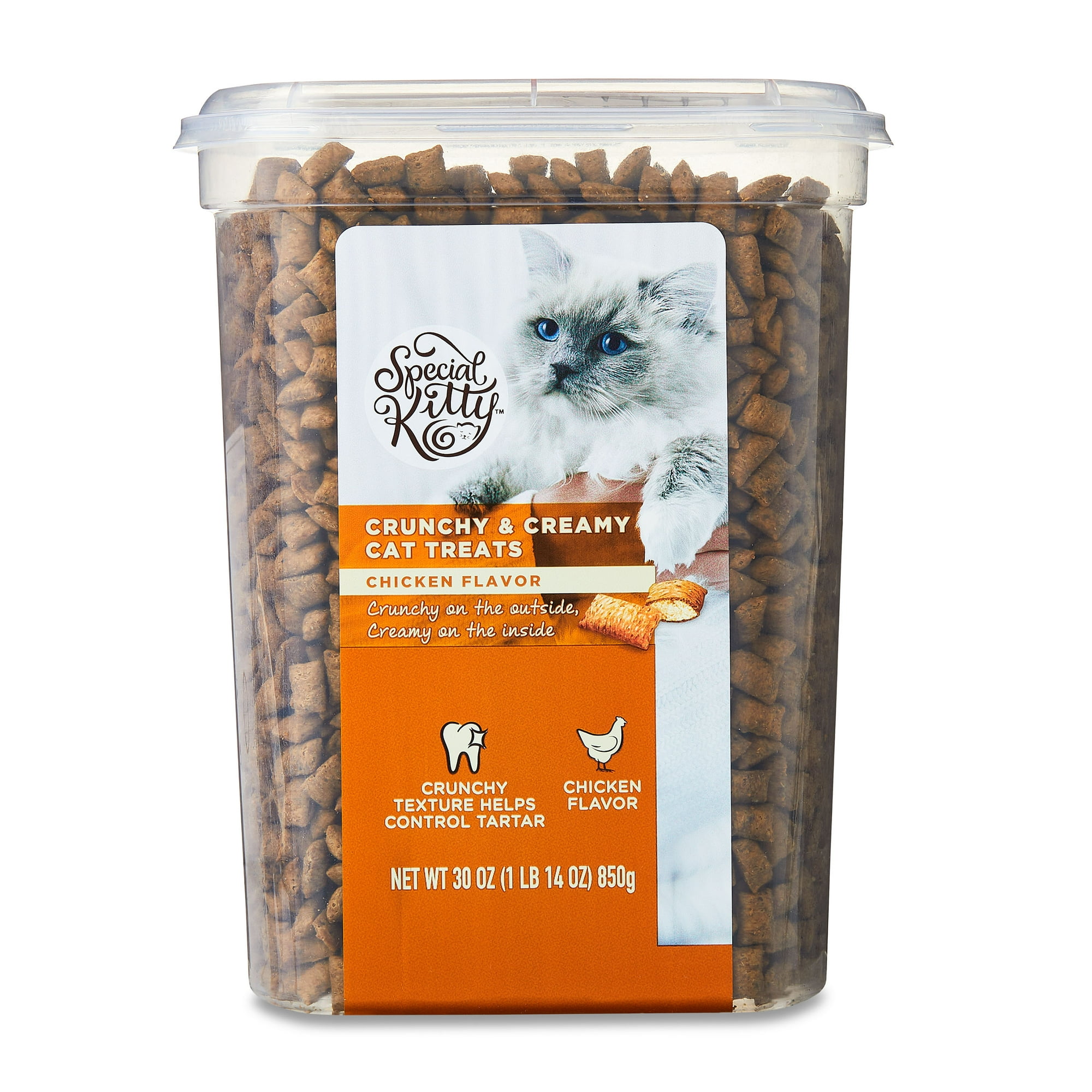 Special Kitty Crunchy & Creamy Dry Cat Treats, Chicken Flavor, 30 oz