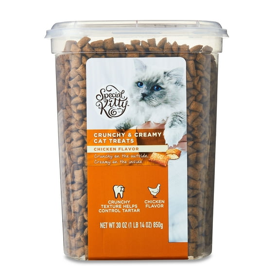 Special Kitty Crunchy & Creamy Dry Cat Treats, Chicken Flavor, 30 oz