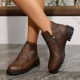 thumbnail image 2 of BLTIBY Womens Ankle Boots Low Heel Leather Versatile Round Toe Boot Fashion Elegant Waterproof Booties Brown 43, 2 of 9