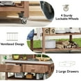 thumbnail image 5 of Outdoor Potting Bench with Storage, Rolling Gardening Table on Wheels with Stainless Steel Top, Solid Wood Work Station with Adjustable Shelves, Drawers, Brown, 5 of 10