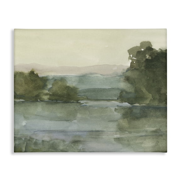 Stupell Industries Lake & Mountain View Landscape & Nature Painting Wrapped Canvas Canvas Art Print Wall Art, 20 x 16