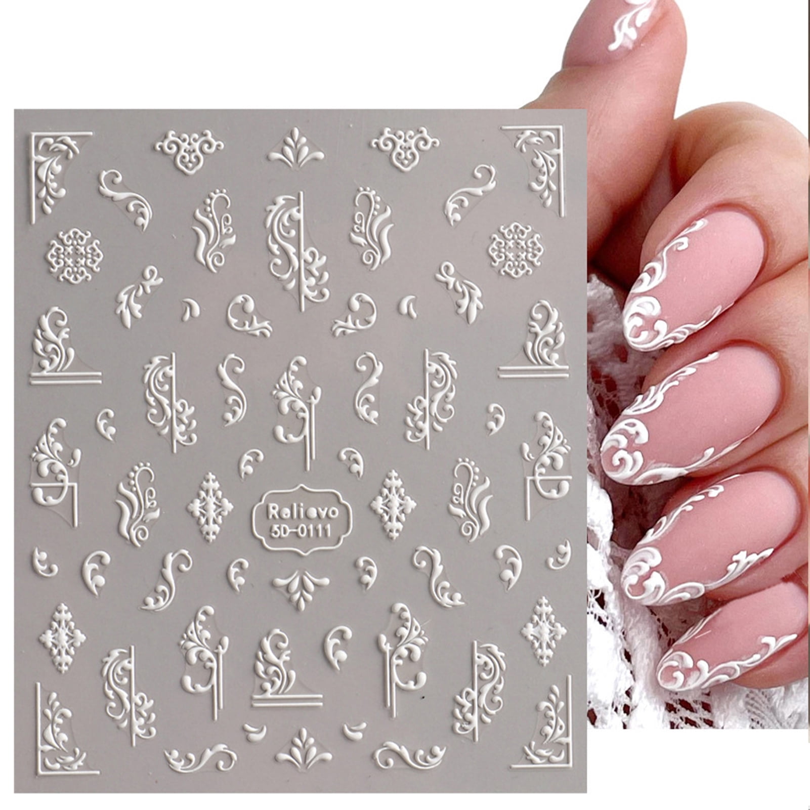  Grehge icker Decals Pink Nail Decals 3D Self-Adhesive