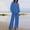 Blue, variant on TMOYZQ Two Piece Fall Outfits for Women 2025 Casual Cotton Linen Going Out Travel Sets Comfy Loose Lounge Set Shirts Tops Wide Leg Pants Sweatsuit