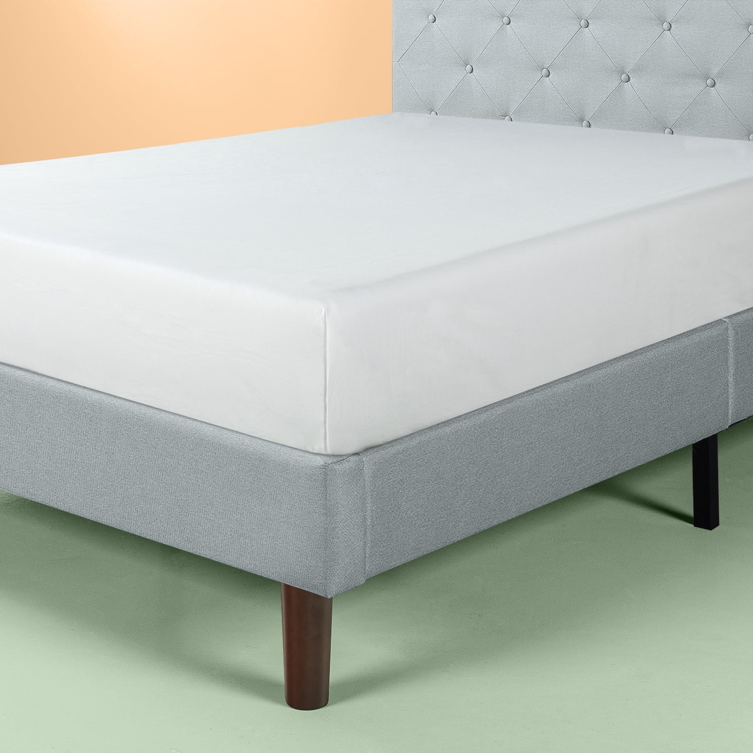 Zinus Shalini 41" Upholstered Platform Bed, Sage Grey, King