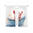 thumbnail image 2 of Sheer Curtain Panels Cute Animal Rod Pocket Voile Window Curtains Pig Bathtub Window Treatments Ligh Filtering Privacy Curtain Drapes for Bedroom Living Room 2 Panel Set 72 Inch Length,, 2 of 9