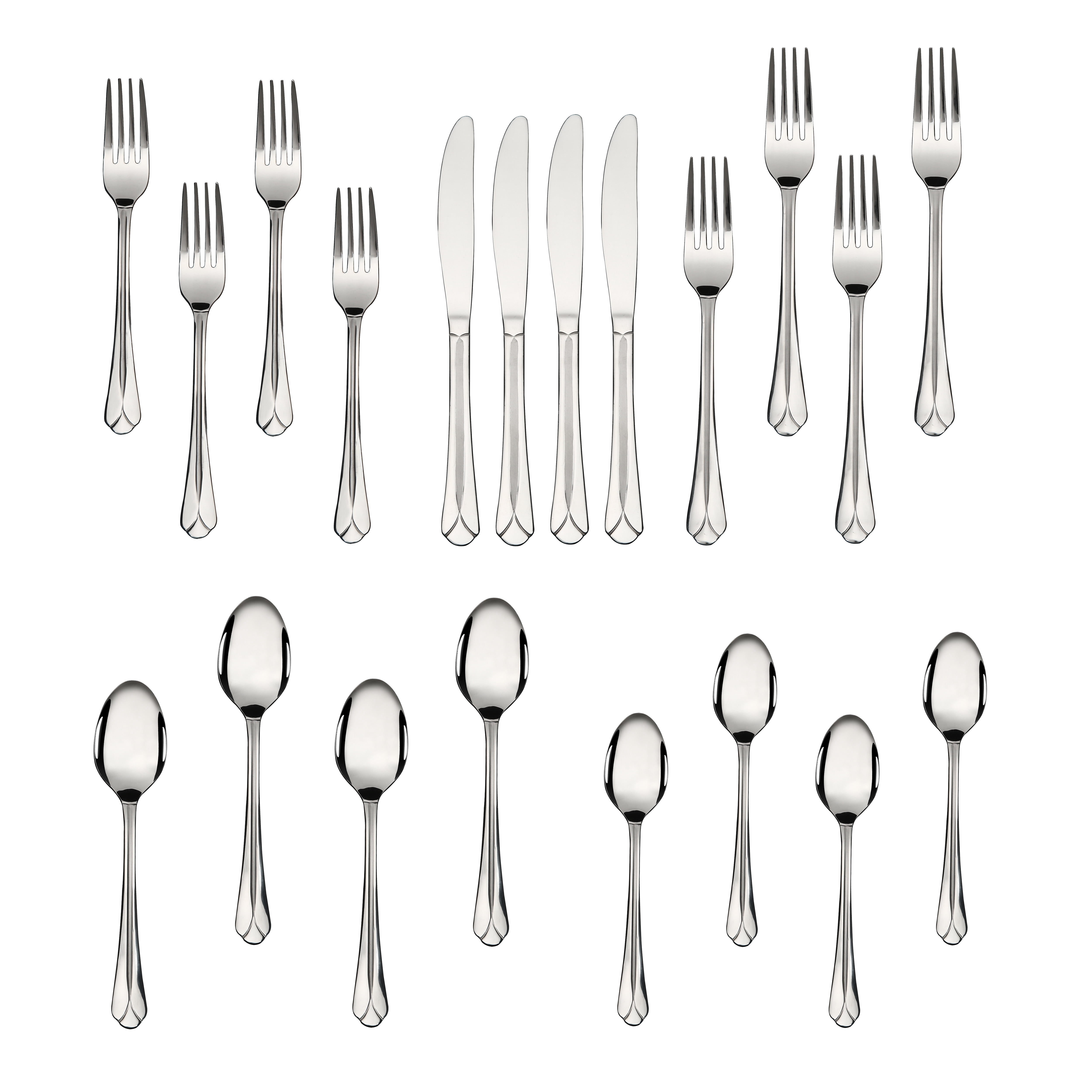 Mainstays Flaxton 20 Piece Stainless Steel Flatware Set