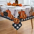 thumbnail image 3 of Halloween Tablecloth White with Pampkin Ghost Grave Spiderweb Baffalo Plaid Design - 60x84 Inch Rectangle/Oblong Polyester Table Cover - Water-Repellent, Washable, Reusable, and Durable, 3 of 8