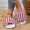 thumbnail image 4 of Xfvqtps Womens Stripe Slippers Open Toe Soft Sole House Shoes Indoor Warm Fall Winter Slip on Cozy Cute Slides, 4 of 8