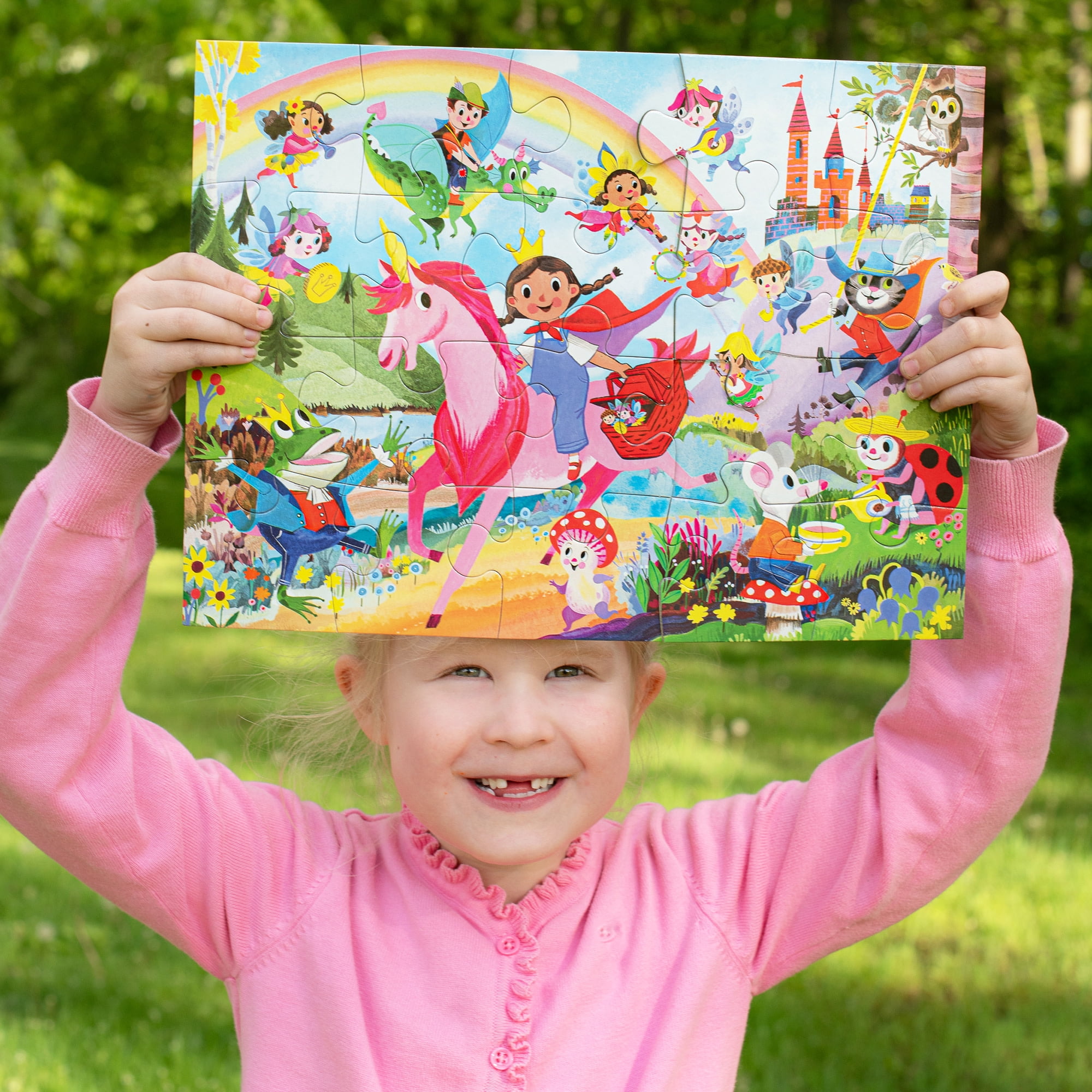 eeBoo: Fairies & Tales - 20 Piece Puzzle, 11 x 15" Jigsaw, Oversized Colorful High-Quality Pieces, Fantasy Preschool Puzzle, Children, Kids Ages 3+