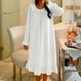 thumbnail image 7 of Women's Ruffle Cute Nightgown Loose Crewneck Long Sleeve Sleepdress Fall Winter Pullover Lounge Nightdress, 7 of 7