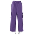 thumbnail image 4 of Godokuleh Mens Casual Joggers Pants Hiking Drawstring Chino Cargo Pants Straight Leg Pants Purple XL, 4 of 5