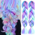 thumbnail image 2 of AIYEE-extensiones de cabello trenzado para mujeres negras, extensiones de cabello sintético con trenzas Jumbo, mezcla de 4 colores, rosa, morado, azul, degradado, 2 of 4