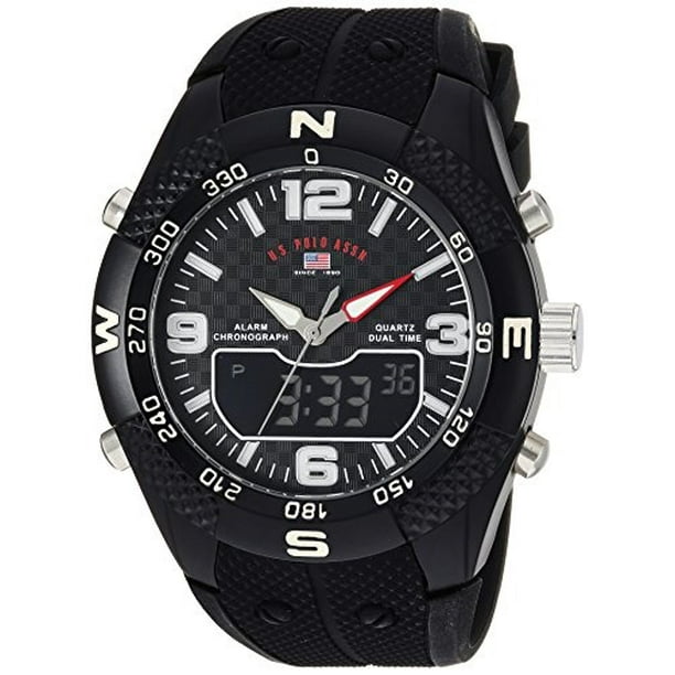 US Polo Assn. - u.s. polo assn. men's analog-quartz watch with rubber strap, black, 26 (model