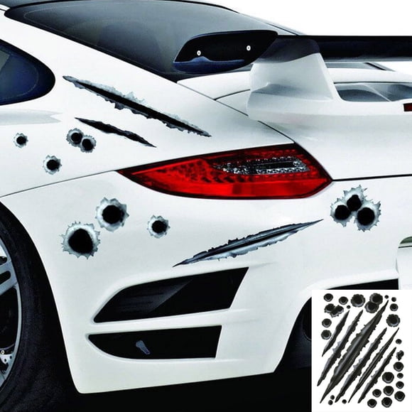 5Pcs Hole Stickers For Cars, RRJ Simulation Hole Stickers For Cars, Realistic Crack Damage Decals, 3D Vinyl Car Body Stickers, Automotive Exterior Decoration, Funny Car Accessories For Truck SUV Van