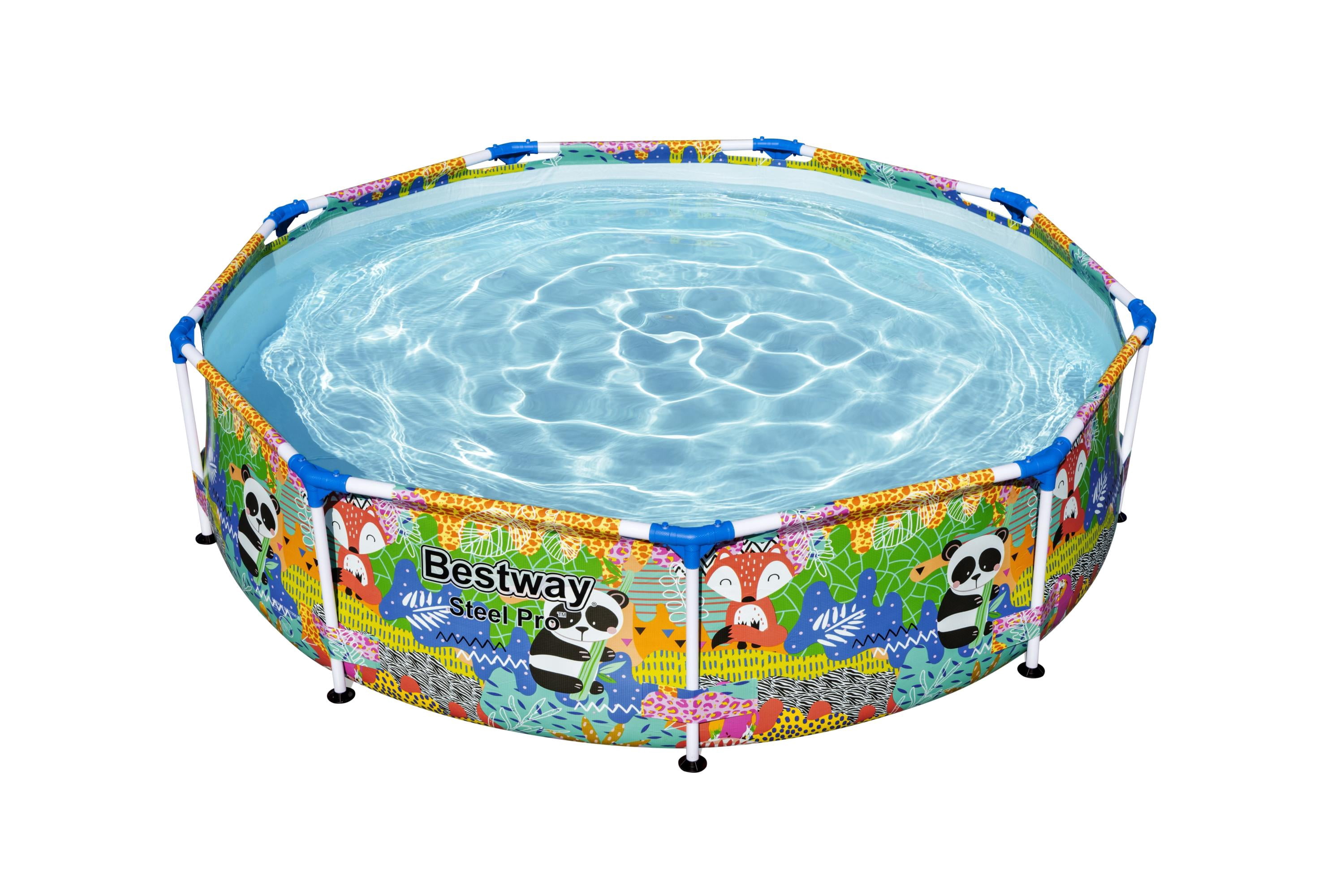 Bestway Steel Pro 9' x 26" Above Ground Round Outdoor Swimming Pool, Panda Print