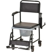 NOVA Medical Products Drop Arm for Easy User Transfer Transport Chair Commode, Rolling with Locking Wheels & Removable Padded Seat, Hammertone 1 Count