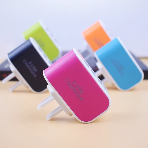 Cargador USB Candy de 3 puertos, cargador de teléfono móvil luminoso, cargador USB inteligente de 5 V y 2 A