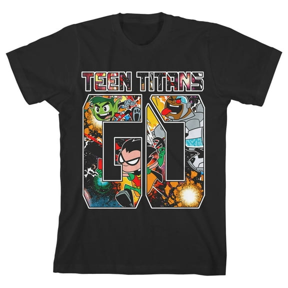 Teen Titans Go Text Graphics Trap Boy's Black T-shirt-Small