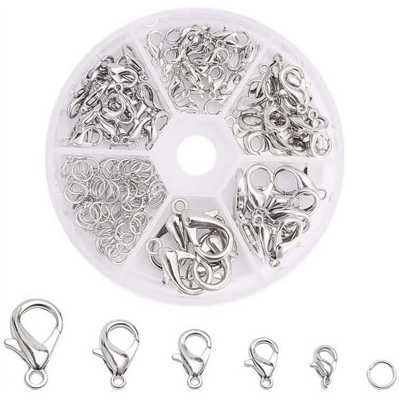 1 Box Zinc Alloy Plated Lobster Clasp and Iron Jump Rings Jewelry Findings Making Platinum