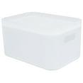 thumbnail image 3 of Cesta De Almacenamiento De Plástico, Caja De Almacenamiento De Escritorio Apilable Con Diseño De Translúcido Con Tapa Para Baño, 3 of 7