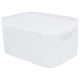 thumbnail image 3 of Cesta De Almacenamiento De Plástico, Caja De Almacenamiento De Escritorio Apilable Con Diseño De Translúcido Con Tapa Para Baño, 3 of 7