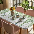 thumbnail image 3 of Spring Botanical Table Cloths for 4 Foot Rectangle Tables, Watercolor Leaves Flowers Birds Gray Wood Patio Waterproof Elastic Fitted Tablecloths, Washable Rectangular Table Cover for Camping, 3 of 8
