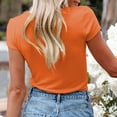thumbnail image 5 of KBZDBZC Tshirts Shirts for Women Women's Summer Sexy V Neck Button Neckline Tops T Blood Short Sleeve Women Womens Tops (Orange,M), 5 of 5