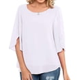 thumbnail image 3 of Camiseta de mujer con media manga dividida, doble capa, tipo suelto, Top de verano para el trabajo, uso diario, 3 of 6