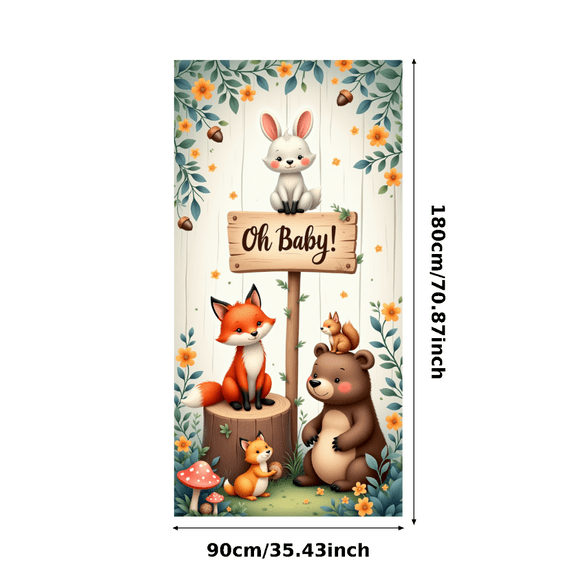 Cartoon Animals Banner Baby Shower Woodland Theme Cute Design Forest Creatures for Baby Shower Nursery Decor Kids Room