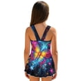 thumbnail image 2 of Uourmeti Girls' Luminous Neon Butterfly Galaxy Swim Dress - Sleeveless Skirted One-Piece Bathing Suit, Quick Dry Stretch Swimwear for Beach & Pool, 3-13 Years, 2 of 8