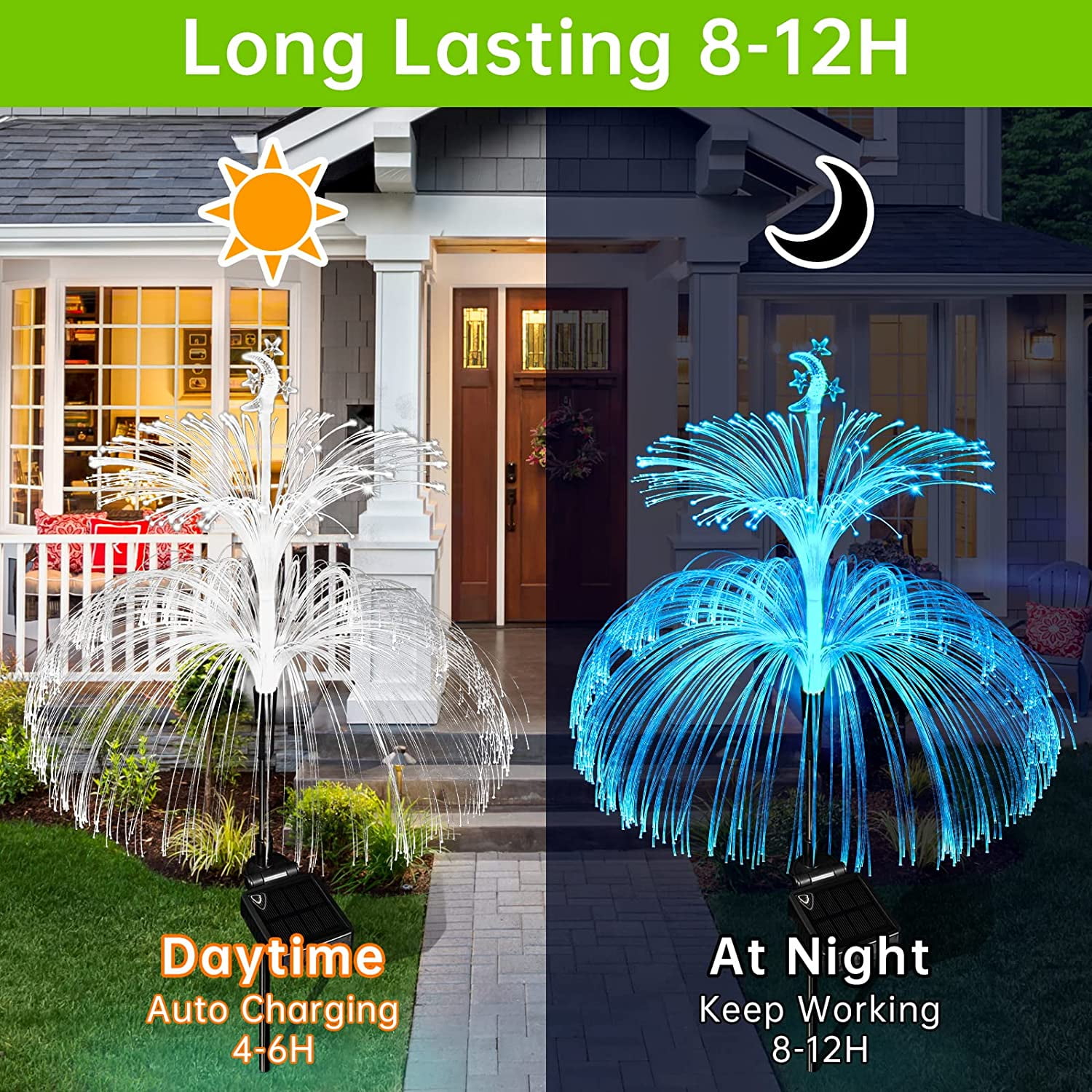 KOMI Solar Flower Lights Outdoor Garden Waterproof 3 Pack Solar Yard Lights 7 Color Changing Outdoor Decorative for Garden Pathway Party Wedding Birthday Holiday Decor