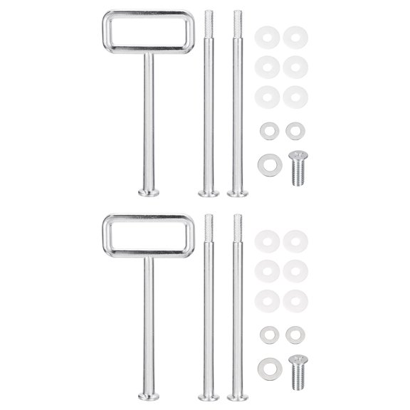 Uxcell 2 Set 3-Tier Cupcake Stand Hardware Handles, Zinc alloy Cake Plate Stand Handle with Screws, Square Silver