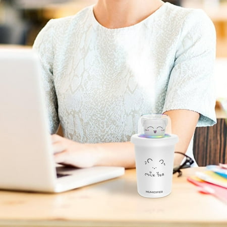 

Fjofpr New Milk Tea Cup Humidifier Desktop Bedroom Humidifier Colorful Night Light Usb Rechargeable Water Spray Humidifiers