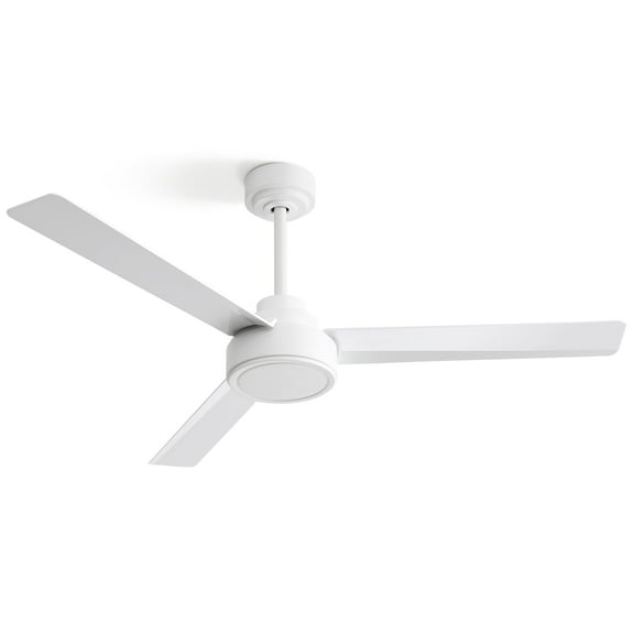 Ceiling Fan 52-Inch White Ceiling Fan with DC Remote Control, Modern Contemporary Modern Farmhouse, LED, Downrod Mount, Indoor, Nature