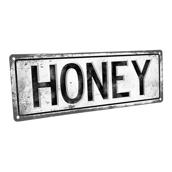 Honey 4"x12" Metal Sign, Wall Décor for Kitchen and Dining