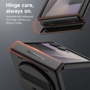 Suritch Phone Case for Samsung Galaxy Z Flip 7 with Rotatable Hand Grip, Kickstand and Screen Protector, Rugged Shockproof Protective Cover, Black