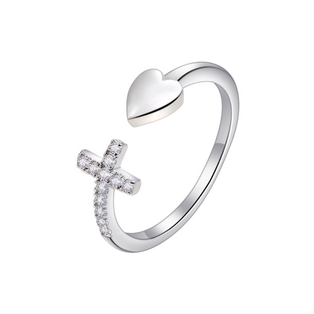 Anillo Abierto De Corazón De Melocotón Cruzado, Anillo De Dedo De Moda, Anillos Abiertos Ajustables, Regalo De Joyería Femenina Minnieouse AP006042-00