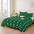 thumbnail image 2 of Quilts Queen Size Bedding Set, Green Christmas Lightweight Quilted Comforter, Xmas Pine Trees Dots Modern Minimalist Soft Reversible Bedspread Coverlet with Pillow Covers for All Season, 90" x 96", 2 of 9