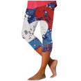 thumbnail image 1 of Pantalones de Pijama Capri para las Mujeres Día de la Independencia Impreso Leggings, 3/4 Longitud Pantalones Capris Cintura Elástica Alta, Poliéster Desgaste Casual, 1 of 8